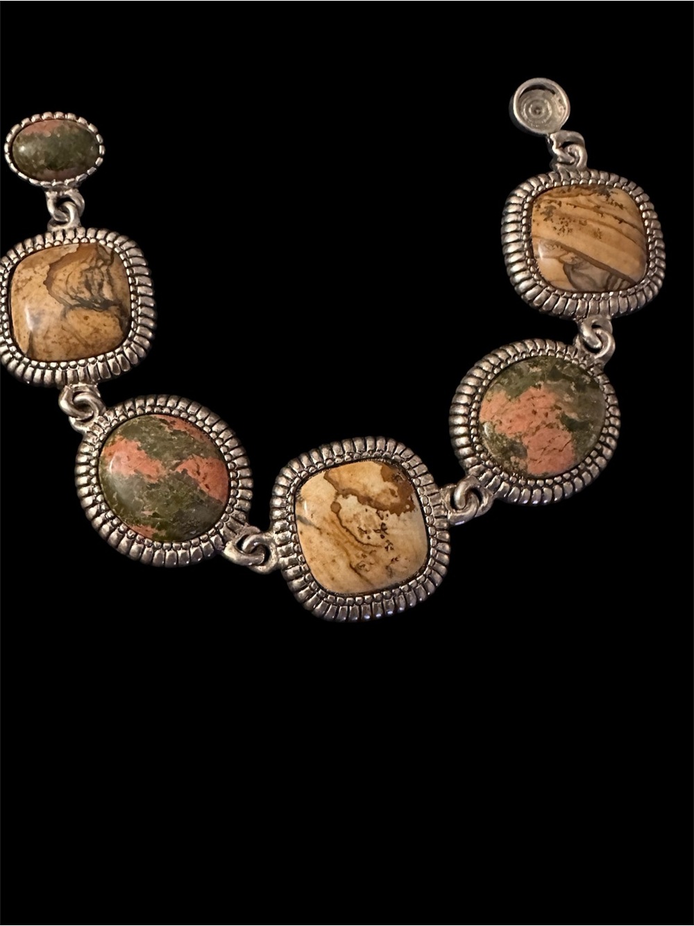 Vintage Artisan Multicolor Stone Link Bracelet - Brand: